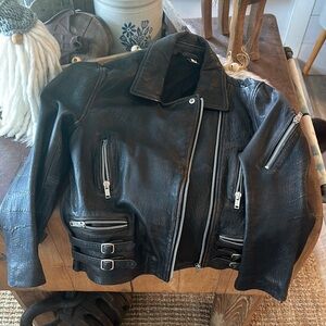 Genuine leather Unique Dark brown bomb Jacket size US 8 women’s large